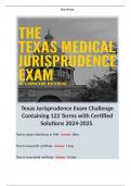 Texas Jurisprudence Exam Challenge Containing 122 Terms with Certified Solutions 2024-2025. 
