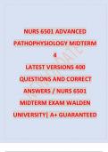 NURS 6501 ADVANCED PATHOPHYSIOLOGY MIDTERM EXAM 400 QUESTIONS WITH CORRECT ANSWERS LATEST UPDATE 2024