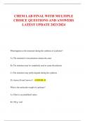 CHEM LAB FINAL WITH MULTIPLE  CHOICE QUESTIONS AND ANSWERS  LATEST UPDATE 2023&sol;2024