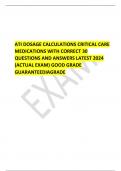 RECT 30 QUESTIONS AND ANSWERS LATATI DOSAGE CALCULATIONS CRITICAL CARE MEDICATIONS WITH CORRECT 30 QUESTIONS AND ANSWERS LATEST 2024 &lpar;ACTUAL EXAM&rpar; GOOD GRADE GUARANTEEDIAGRADE EST 2024 &lpar;ACTUAL EXAM&rpar; GOOD GRADE GUARANTEEDIAGRADE 