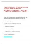NUR 1025 EXAM 1/ FUNDAMENTALS OF  NURSING (NUR1025) EXAM 1 QUESTIONS AND CORRECT ANSWERS  LATEST UPDATE GRADED A+ 2023/2024