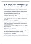 NEVADA State Board Cosmetology LAW Test Questions and Answers &lpar;Graded A&rpar;