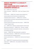 WEBCE PROPERTY & CASUALTY PREP EXAM 2023 QUESTIONS WITH COMPLETE ANSWERS GRADED A&plus;
