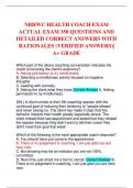 NBHWC HEALTH COACH EXAM ACTUAL EXAM 350 QUESTIONS AND DETAILED CORRECT ANSWERS WITH RATIONALES (VERIFIED ANSWERS)| A+ GRADE