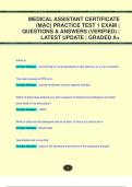 MEDICAL ASSISTANT CERTIFICATION &lpar;MAC&rpar; EXAMS PACK &vert; QUESTIONS & ANSWERS &lpar;VERIFIED&rpar; &vert; LATEST UPDATE &vert; GRADED A&plus;