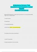 Ambulance Drivers Test  Questions and Answers &vert;Latest  Update  &lpar;Verified Solutions