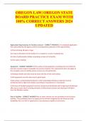OREGON LAW&vert; OREGON STATE  BOARD PRACTICE EXAM WITH  100&percnt; CORRECT ANSWERS 2024 UPDATED 