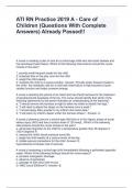 ATI RN Practice 2019 A - Care of Children &lpar;Questions With Complete Answers&rpar; Already Passed&excl;&excl;