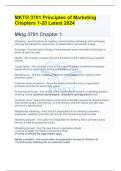 MKTG 3701(Pinciples of MArketing) CHAPTERS 1-20 QUESTIONS AND ANSWERS (Latest Update 2024)