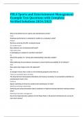 FBLA Sports and Entertainment Management Example Test Questions with Complete Verified Solutions 2024&sol;2025