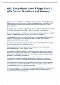 QAL Study Guide Laws & Regs Book 1 with Correct Questions and Answers&period;