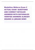 Modalities Midterm Exam 2 ACTUAL EXAM QUESTIONS AND CORRECT DETAILED ANSWERS WITH RATIONALES VERIFIED ANSWERS ALREADY GRADED A&plus;&vert;&vert;BRAND NEW&excl;&excl;