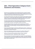 QAL - Plant Agriculture Category Exam Questions and Answers&period;