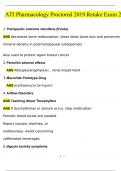 ATI Pharmacology Proctored 2019 Retake Exam 1, 2, 3 & 4| Consisting Of 70 Questions In Each Retake Exam | 100% Verified Answers by Expert