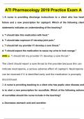 2024 ATI Pharmacology 2019 Practice Exam A Questions with 100&percnt; Correct Answers &vert; Verified &vert; Latest Update 