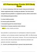 ATI Pharmacology Proctor 2019 Study Guide Questions with 100&percnt; Correct Answers &vert; Verified &vert; Latest Update 