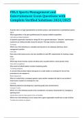 FBLA Sports Management and Entertainment Exam Questions with Complete Verified Solutions 2024&sol;2025