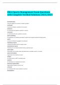 FBLA Sports Management Exam Questions with Complete Verified Solutions 2024&sol;2025