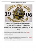 Alpha phi Alpha Risk Management Study Guide Exam Containing 67 Questions with Certified Solutions 2024-202. Terms like: The policy that governs expectations regarding behavior is the? - Answer: Personal Conduct Policy. 