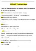 CM 443 Procore Quiz Questions with 100&percnt; Correct Answers &vert; Verified &vert; Latest Update 