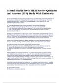 Mental Health/Psych HESI Review Questions and Answers (50 Q Study With Rationale).
