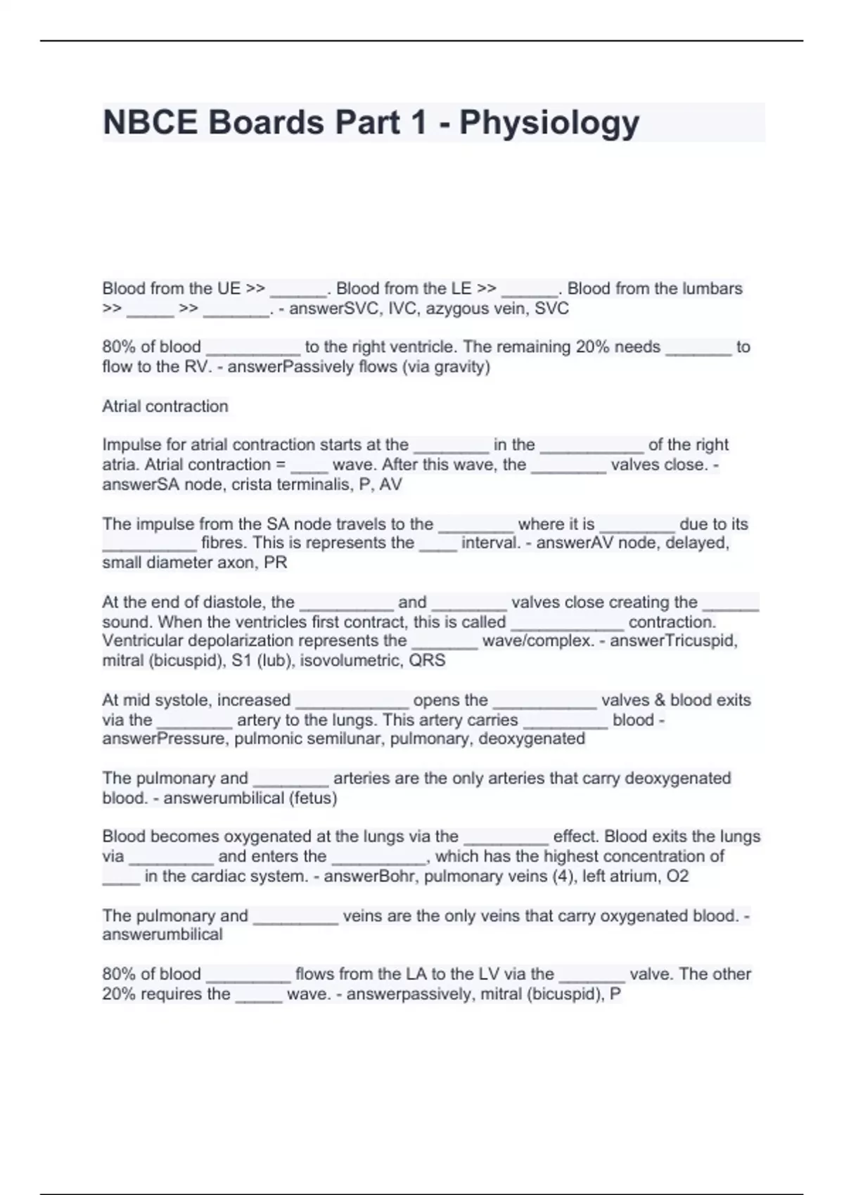 Nbce NBCE Boards Part 1 - Physiology Questions and Answers 100% Accurate ...