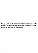 WGU C779 Web Development Foundations Study Guide (2024/2025) Questions and Answers Latest Updated 100% Correct Answers.