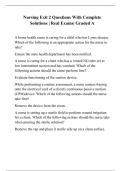 Nursing Exit 2 Questions With Complete Solutions &vert; Real Exams&vert; Graded A