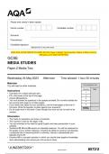 2023 AQA GCSE MEDIA STUDIES 8572/2 Paper 2 Media Two Question Paper & Mark scheme  (Merged) June 2023 [VERIFIED]