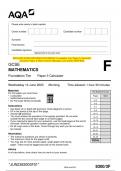 2023 AQA GCSE MATHEMATICS 8300/3F Foundation Tier Paper 3 Calculator  Question Paper & Mark scheme (Merged) June 2023 [VERIFIED]
