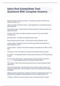 Idaho Real Estate&lpar;State Test&rpar; Questions With Complete Answers&period;