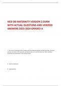 HESI OB MATERNITY VERSION 2 EXAM  WITH ACTUAL QUESTIONS AND VERIFIED  ANSWERS 2023-2024 GRADED A