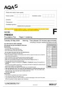 2023 AQA GCSE FRENCH 8658/LF Paper 1 Listening Foundation Tier Question Paper  & Mark scheme (Merged) June 2023 [VERIFIED] GCSE FRENCH