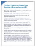 TruGreen Pesticide Certification Exam Questions with correct Answers 2024&period;