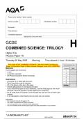 2023 AQA GCSE COMBINED SCIENCE: TRILOGY 8464/P/1H Physics  Paper 1H Question Paper & Mark scheme (Merged) June 2023 [VERIFIED]