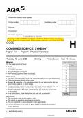 2023 AQA GCSE COMBINED SCIENCE: SYNERGY 8465/4H Higher Tier Paper 4  Physical Sciences Question Paper & Mark scheme (Merged) June 2023 [VERIFIED]