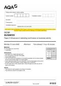 2023 AQA GCSE BUSINESS 8132/2 Paper 2 Influences of marketing and finance on business activity  Question Paper & Mark scheme (Merged) June 2023 [VERIFIED] GCSE BUSINESS