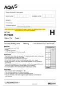 2023 AQA GCSE PHYSICS 8463/1H Paper 1 Higher Tier Question Paper & Mark  scheme (Merged) June 2023 [VERIFIED] GCSE PHYSICS Higher Tier Paper 1
