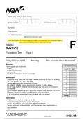 2023 AQA GCSE PHYSICS 8463/2F Paper 2 Foundation Tier Question Paper &  Mark scheme (Merged) June 2023 [VERIFIED] GCSE PHYSICS