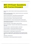 BIO 210 Exam Questions with Correct Answers