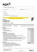2023 AQA GCSE CHEMISTRY 8462/1F Paper 1 Foundation Tier Question Paper &  Mark scheme (Merged) June 2023 [VERIFIED] GCSE CHEMISTRY Foundation Tier Paper 1