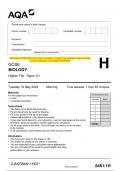 2023 AQA GCSE BIOLOGY 8461/1H Paper 1 Higher Tier Question Paper & Mark  scheme (Merged) June 2023 [VERIFIED] GCSE BIOLOGY Higher Tier Paper 1H
