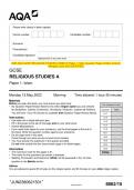 2023 AQA GCSE RELIGIOUS STUDIES A 8062/15 Paper 1: Islam Question Paper & Mark scheme  (Merged) June 2023 [VERIFIED] GCSE RELIGIOUS STUDIES A Paper 1: Islam