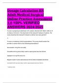 Dosage Calculation RN Adult Medical Surgical Online Practice Assessment 3&period;0 100&percnt; VERIFIED  ANSWERS 2024&sol;2025