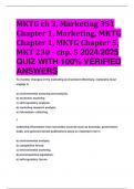 MKTG ch 3, Marketing 351 Chapter 1, Marketing, MKTG Chapter 1, MKTG Chapter 5, MKT 230 - chp. 5 2024/2025  QUIZ WITH 100% VERIFIED  ANSWERS