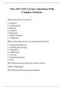 Nurs 1013 LSUA Exam 1 Questions With Complete Solutions