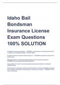 Idaho Bail  Bondsman  Insurance License  Exam Questions 100% SOLUTION