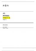 AQA AS LEVEL Physics paper 1 Mark-scheme June 2023