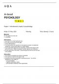 AQA A LEVEL Psychology paper 1 QUESTION PAPER June 2023