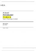 AQA A LEVEL Psychology paper 2 QP and Mark-scheme June 2023